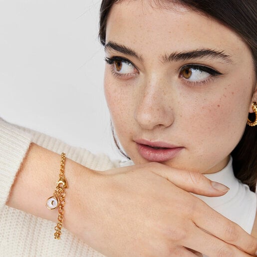 תליון דו-צדדי Alma Motif מוורמיל כסף בשילוב אבן ירח