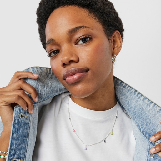 שרשרת TOUS Joy Bits מכסף עם מוטיבים מאמייל