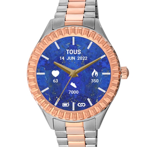 Reloj smartwatch con brazalete de acero y acero IP rosado T-Bear Connect