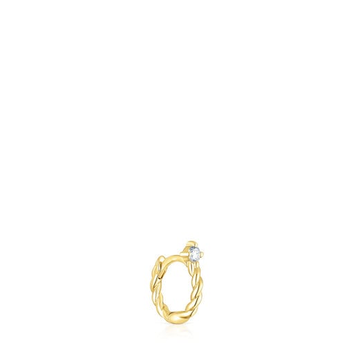 Gold Twisted Hoop earring with diamond