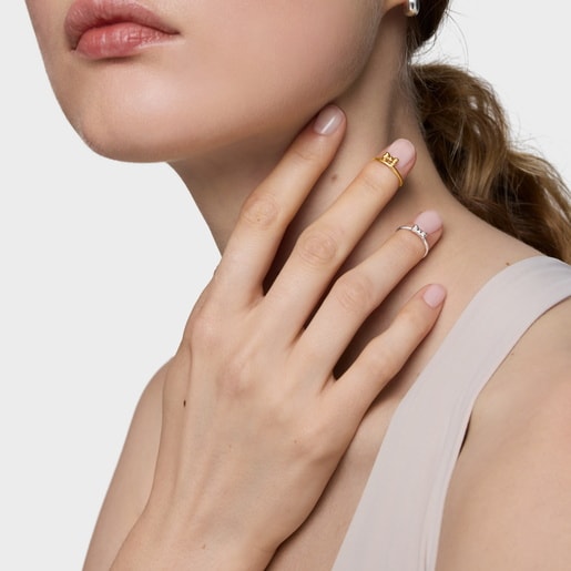 シルバーのリボンモチーフ付きネイルリング TOUS Ribbon