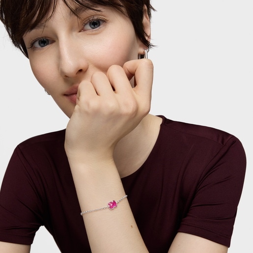Pulsera cadena de plata y rubí creado en laboratorio Icon Color LGG