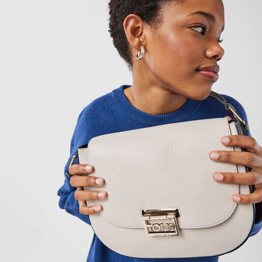 Medium beige and black leather TOUS Legacy Crossbody bag