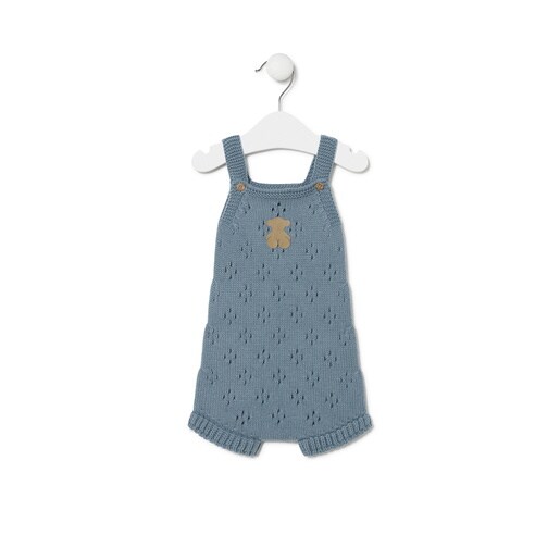 Knitted baby romper in Tricot blue