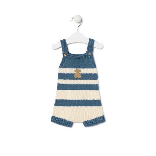 Knitted baby romper in Tricot stripy blue