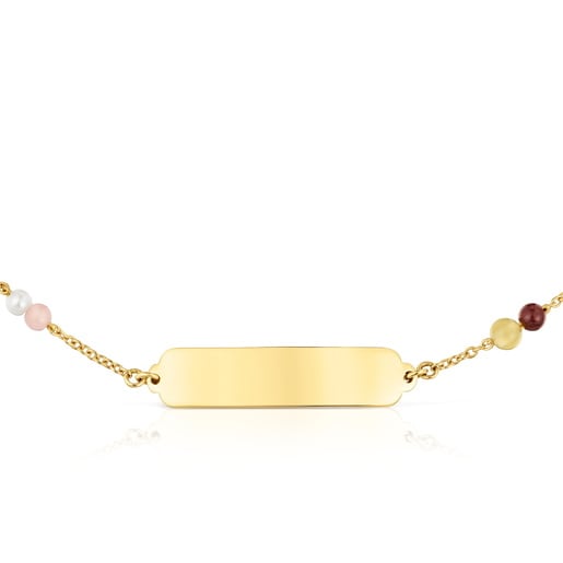 Pulsera placa de oro y gemas TOUS Baby