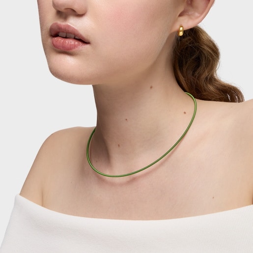 2 mm green steel Necklace TOUS Mesh Tube
