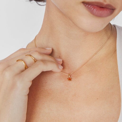 Silver vermeil Gregal orange flower necklace