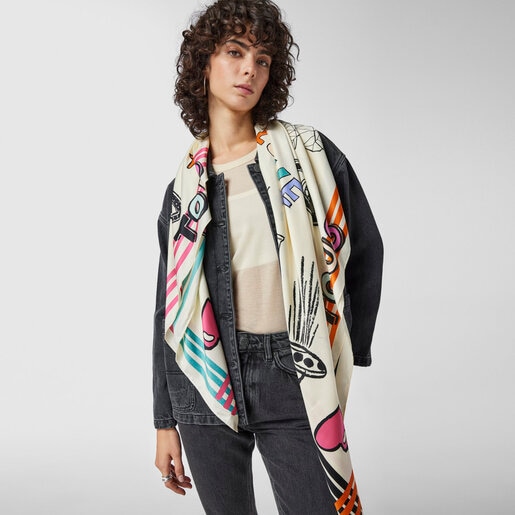 Квадратный разноцветный шарф TOUS Samba