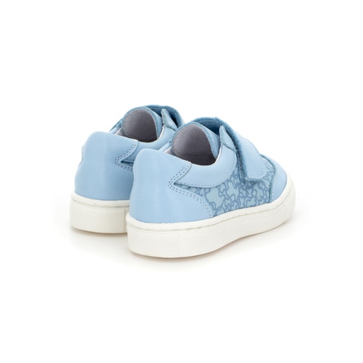 Deportiva piel velcro Walk Kaos azul celeste