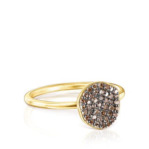 Small Silver Vermeil Nenufar Ring with Diamonds | TOUS