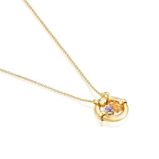 Silver vermeil Hold Pendant with iolite and citrine