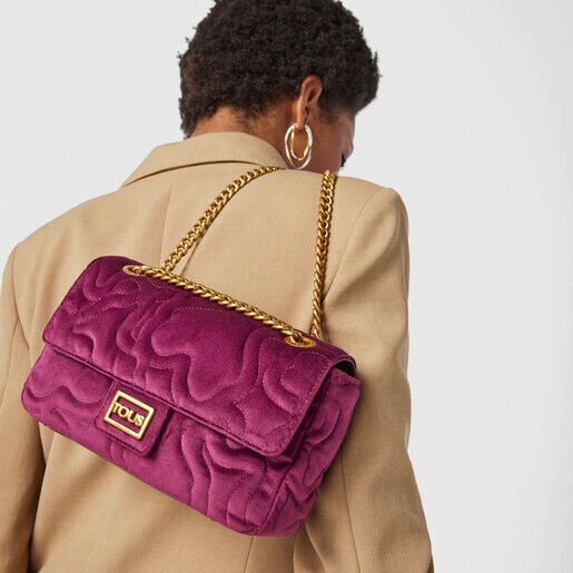 Medium burgundy Kaos Dream Velvet shoulder bag with flap