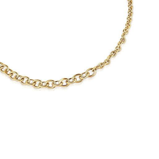 Naszyjnik choker z łańcuszka ze srebra pokrytego 18-karatowym złotem, o długości 43 cm TOUS Calin