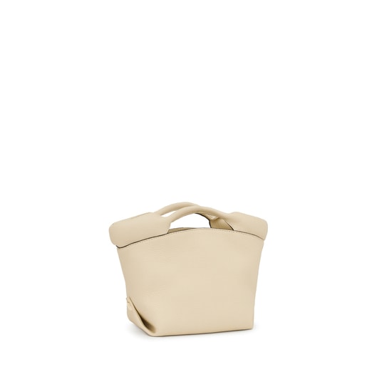 Capazo pequeño de piel beige TOUS Balloon