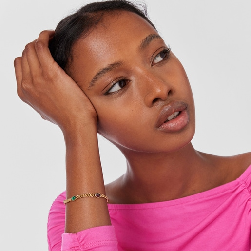 Pulsera con baño de oro 18 kt sobre plata y gemas Tamara Falcó X TOUS