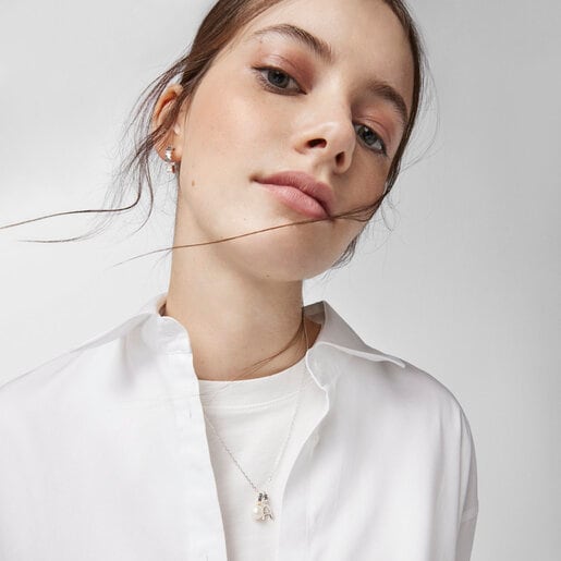 Dije Straight de plata y perla