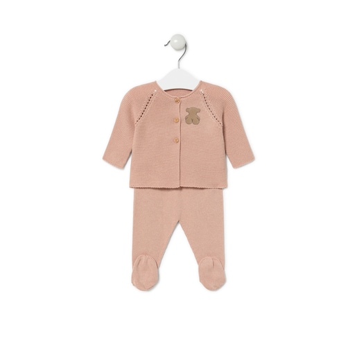 Knitted baby outfit in Tricot pink