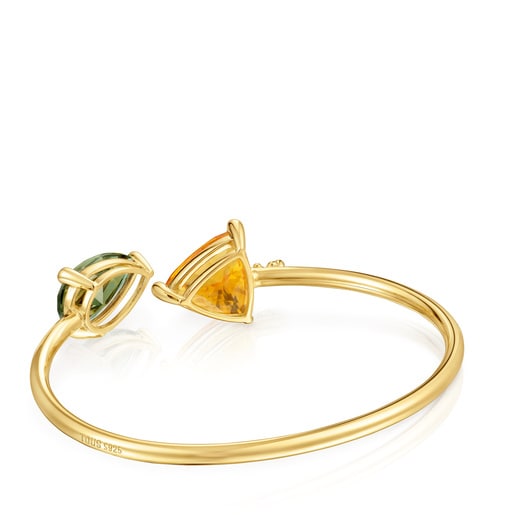 Bangle in 18kt gold plating over silver and laboratory-grown citrine and green spinel TOUS Color Lab