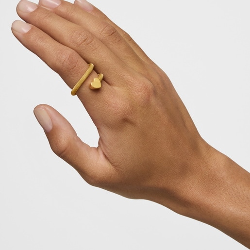 Anillo espiral con baño de oro 18 kt sobre plata y motivos Icon Mesh