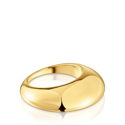 Gładki pierścionek Dybe ze srebra, pozłacany 18-karatowym złotem