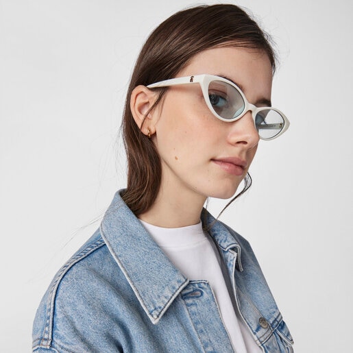 White Acetate Bear Cat Eye Sunglasses