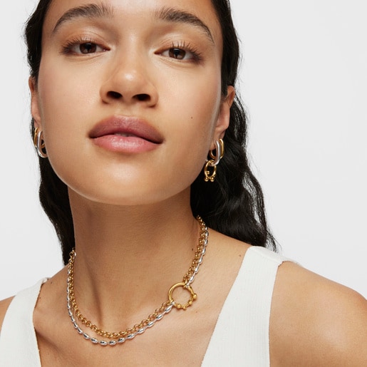 Hold Oval 42 cm silver Choker with ball motifs