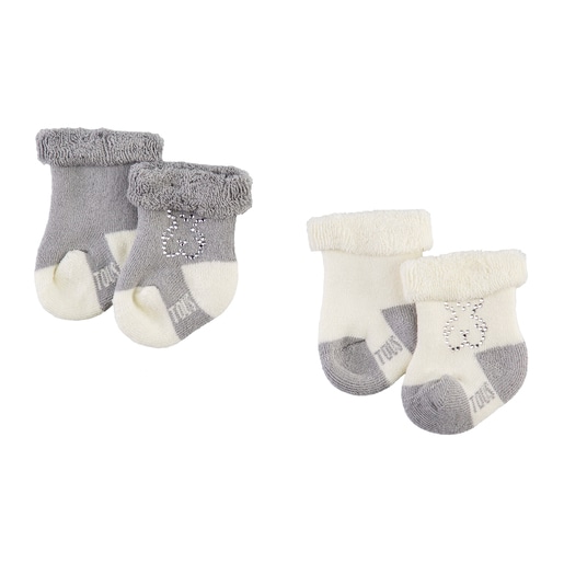 Conjunto de peúgas Urso strass Sweet Socks Cinzento