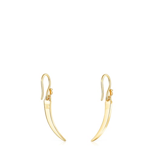 Pendientes cortos cuerno con baño de oro 18 kt sobre plata TOUS Good Vibes
