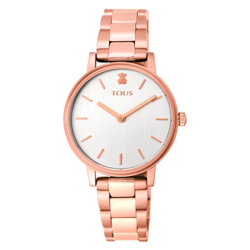 Pink IP steel Rond Color Watch with green-gradient zirconias | TOUS