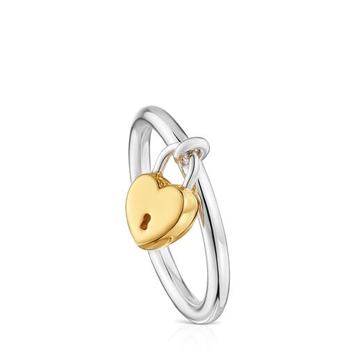 Anillo bicolor motivo corazón candado TOUS Unlock