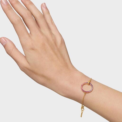 Pulsera cadena con baño de oro 18 kt sobre plata y gemas Straight