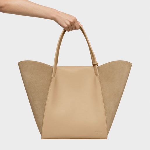 Capazo grande arena de piel TOUS Tulip