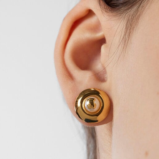 Маленькие серьги-диски TOUS Basics из вермеля с жемчугом