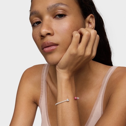 إسورة من الفضة مُرصّعة بالرودونايت من تشكيلة Icon Mesh