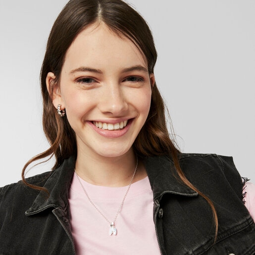 Alphabet letter M pendant in silver