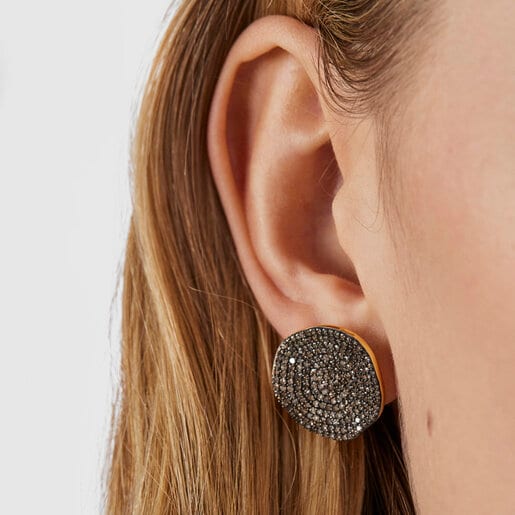Silver Vermeil Nenufar Earrings with Diamonds