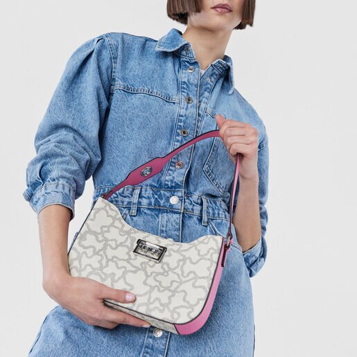 Bolso de hombro beige y rosa Kaos Legacy
