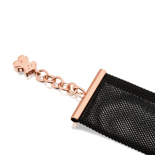 スチールとゴールドコーティングシルバー・ローズのネックレス Icon Mesh