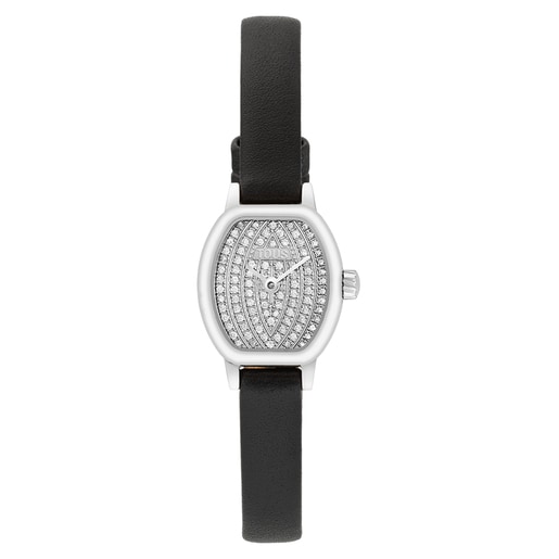 Watch with analog Swiss movement with 0.30ct in diamonds and leather bracelet Les Classiques Mini