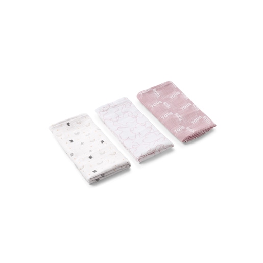 Pack de 3 mini mussolines MMuse rosa