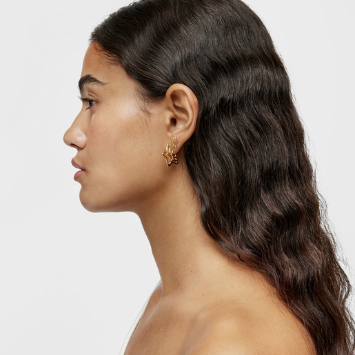 עגילים משולשים Bickie קטנים בצורת כוכב עם ציפוי זהב 18 קראט על כסף