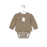 Baby bodysuit with smock in Soft beige