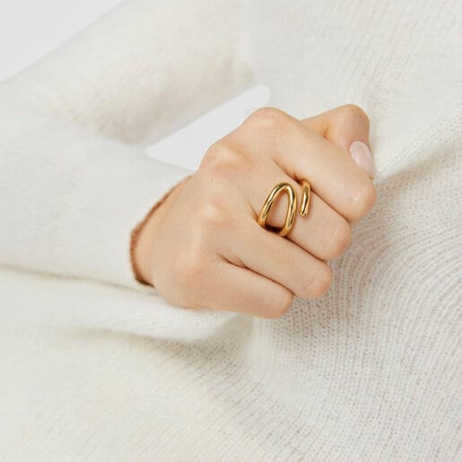 Silver vermeil Bent Open ring