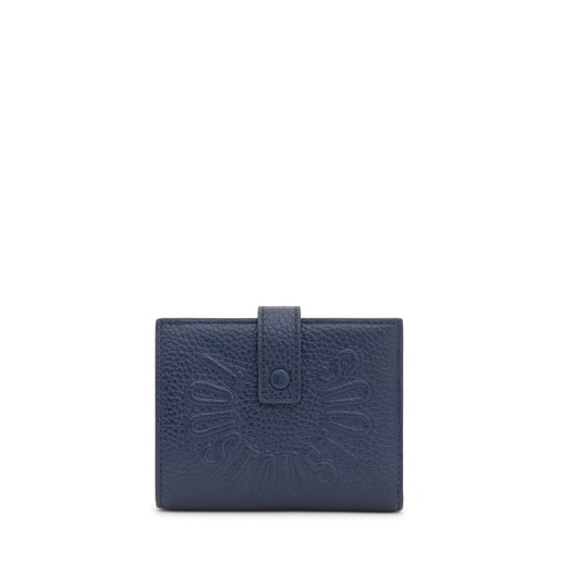 Navy blue leather Flap Card wallet TOUS Miranda