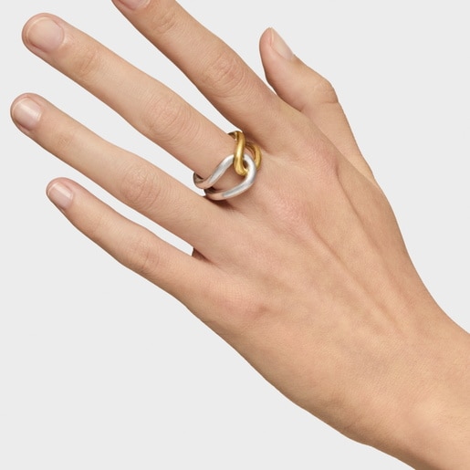 リング  Hav  バイカラー  　イエローゴールドコーティング　シルバー　