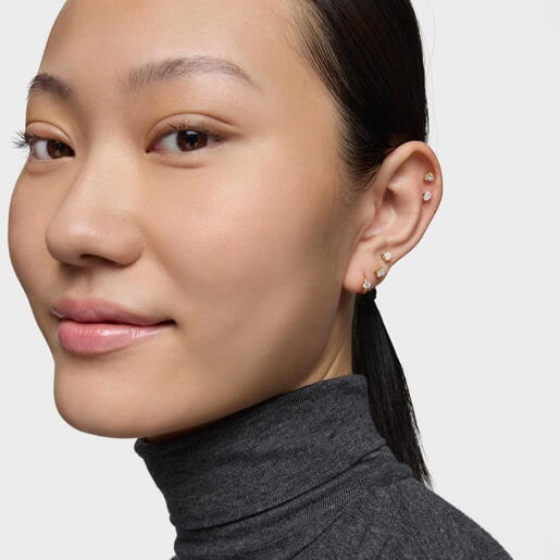 Arete individual aro de oro 14 kt y diamante creado en laboratorio 0,10 ct Shine LGD