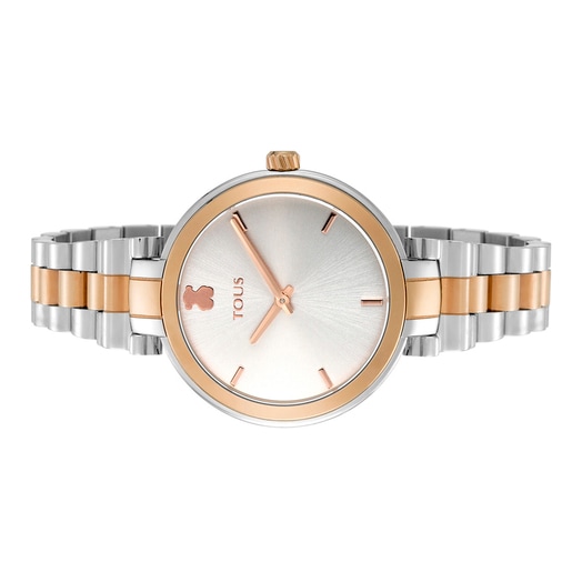 Reloj analógico Julie bicolor de acero/IP rosado