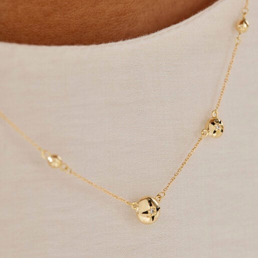 Gold Magic Nature star Necklace with diamonds | TOUS