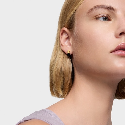 أقراط من الفضة والعقيق مطلية بالذهب عيار 18 قيرطًا من تشكيلة Icon Mesh